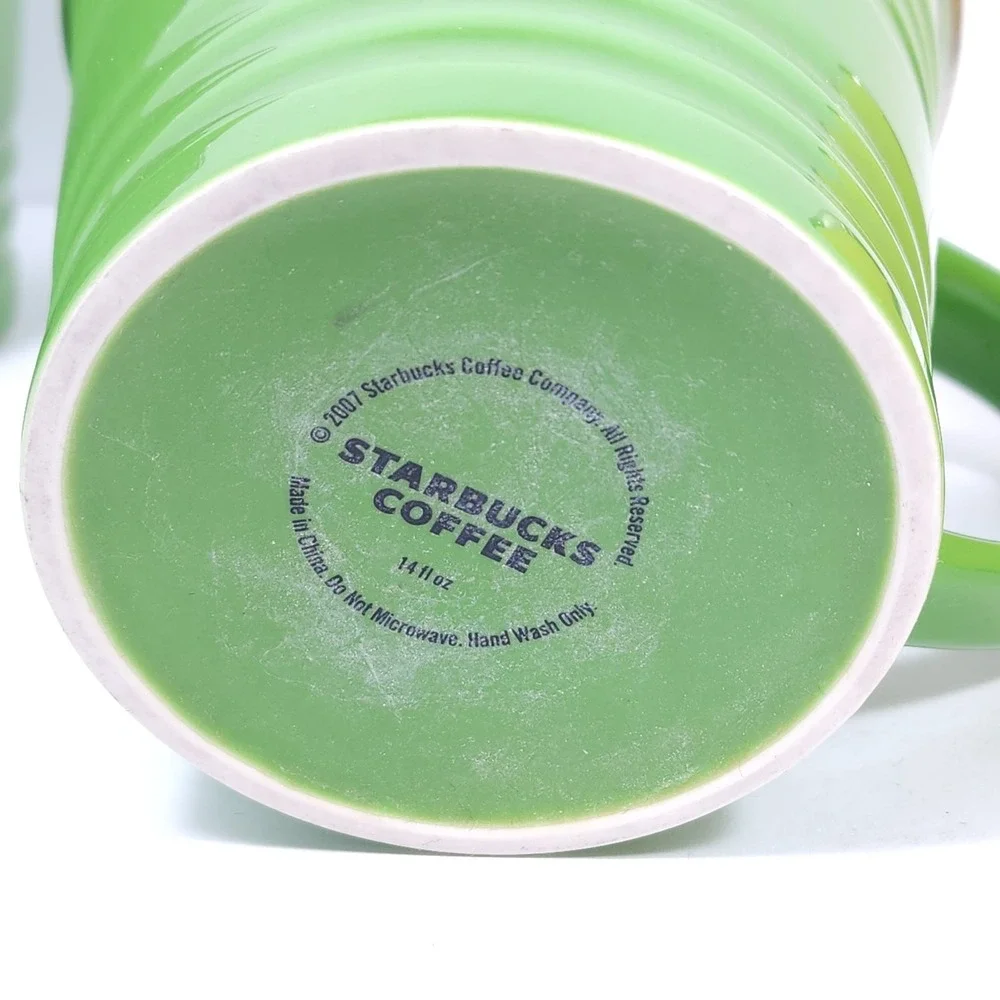 STARBUCKS‎ 2007 14 OZ Set 2-Green 2-Yellow Sand Pail Bucket Coffee Coffee Cup